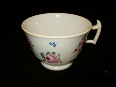 White Cup And Saucer, Rose And Blue Design