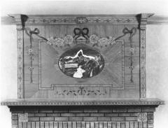 Photograph, Wood Mantel and Marquetry Landscape