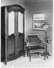 Catalog Advertisement, Kindel Furniture Company, Armoire and Occasional Arm Chair