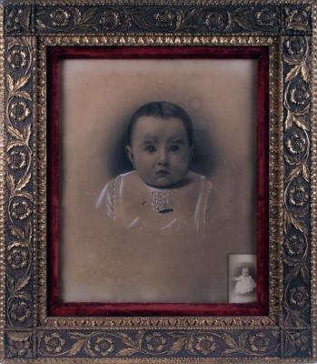 Charcoal Drawing and Carte de Visite Photograph of a Young Child