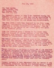 Letter, Stow & Davis Furniture Designer Giacomo (Jack) Buzzitta