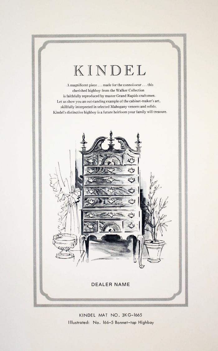 Ad Layout, Kindel Furniture, The Walker Collection Highboy