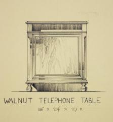 Drawing, Murray Furniture Co., Walnut Telephone Table;Drawing, Murray Furniture Co., Walnut Telephone Table;Drawing, Murray Furniture Co., Walnut Telephone Table