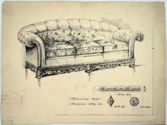 Drawing, Waddell Manufacturing Company, Couch and Wood Trim Detail