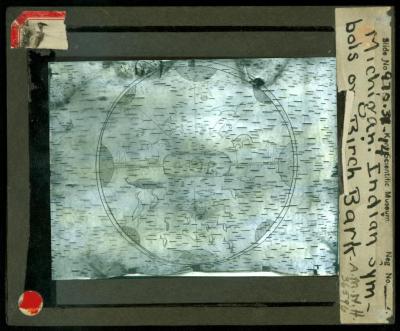 Lantern Slide, Indigenous Symbols on Birch Bark