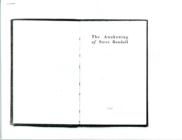 Photocopy of Book, The Awakening of Steve Randall by Ben H. Dean