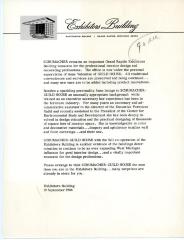 Letter, Exhibitors Building, Schumacher Guild House