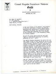 Letter, Grand Rapids Furniture Makers Guild