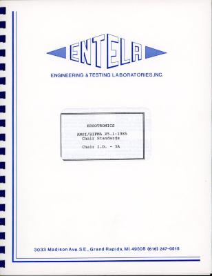 Booklet, ENTELA Ergotronics, ANSI/BIFMA Chair Standards