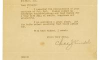 Letter, To Mr. and Mrs. Matthew J. Brennan from Charles J. Kindel