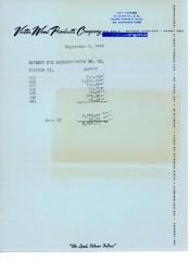 Payment Sheet, Victor Wood Products Company