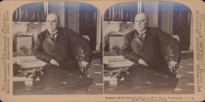 Stereoview, President McKinley at his Desk