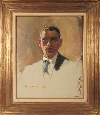 Painting, A vignette oil portrait on canvas by Kreigh Collins (1908-1974)