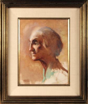 Painting, Oil on Canvas of a Woman With Gray Hair by Kreigh Collins (1908-1974)