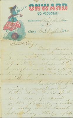 Civil  War letter from 1st Michigan Infantry soldier to his cousin Belle in Michigan