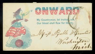 Civil War envelope from 1st Michigan Infantry soldier to his cousin Belle in Washington Michigan