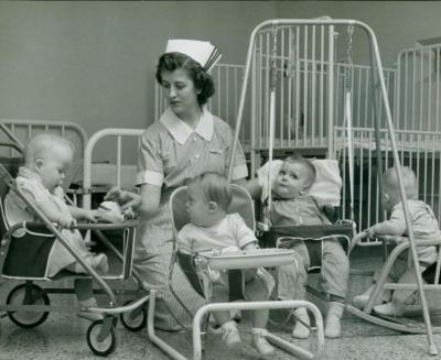 Photograph, Pine Rest Nurse with Babies