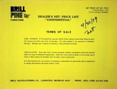 Price List, Brill Manufacturing Company, Brill Pine Furniture