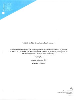 Archival Collection #022 - Register Of Blueprints and Papers: Phoenix Furniture Co., Robert W. Irwin Co., J.D. Raab and Stow and Davis Furniture Co. 