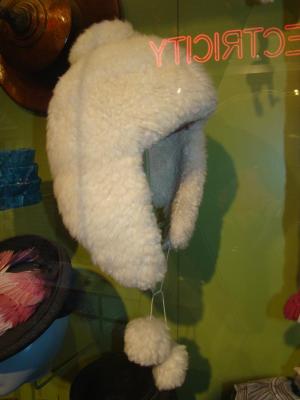 Hat, Llama Fur With Ties With Balls