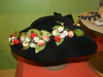 Hat, Black Velvet With Fruit Trim