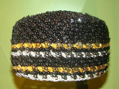 Hat, Black, Gold And Silver Sequin Cap