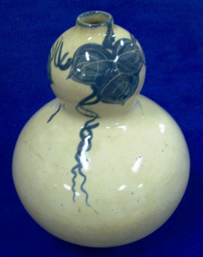 Old Awato Wine Bottle, Blue On White