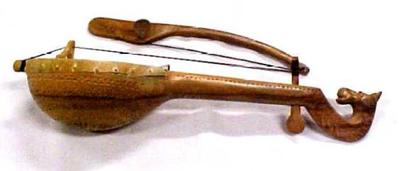 Gusle (folk Fiddle) With Horse Scroll And Bow (2 Pcs.)