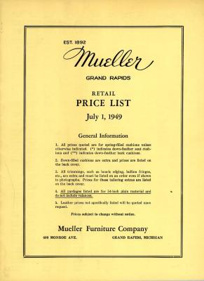 Price List, Mueller Furniture Company