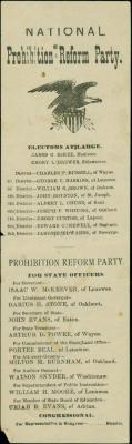 Ballot, 1880 National Prohibition Reform Party Ticket
