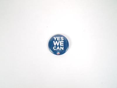 Political Pin-Back Button- "Yes We Can" Slogan from Obama 2008 Campaign