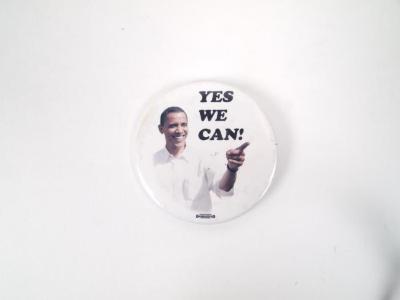 Political Pin-Back Button- "Yes We Can" Slogan from Obama 2008 Campaign 