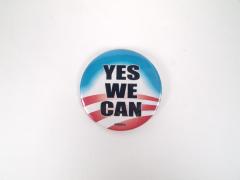 Political Pin-Back Button- "Yes We Can" Slogan from Obama 2008 Campaign