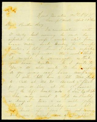 Letter, Charles E. Hulbert To H. B. Hulbert from Camp Parole MD
