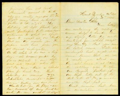 Letter, Charles E. Hulbert To H. B. Hulbert describes the Battle of the Crater in Petersburg
