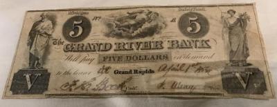Paper Currency, '$5.00, The Grand River Bank'