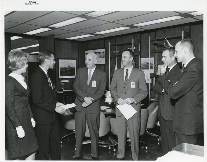 Photograph, Roger Chaffee receives U.S. Navy Air Medal and Citation