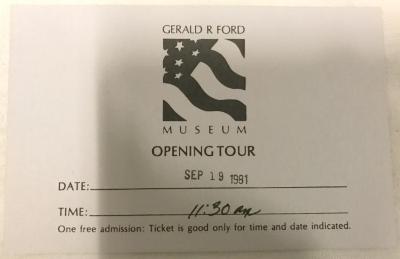 Ticket, Gerald R. Ford Museum