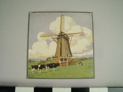 Print, Drainage Windmill In Province Of South Holland