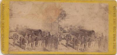 Stereoscopic Slide, #3631 1st Michigan Engineers Civil War