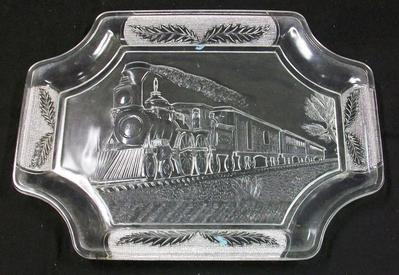 Platter, Depicting Locomotive And Three Cars