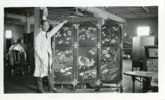 Photograph, Reproduction, James Seino with Lacquered Screen