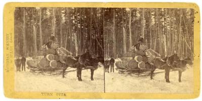 Stereoview, Hauling Through Woods (winter)