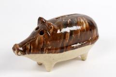Piggy Bank, Brown And White China Pig