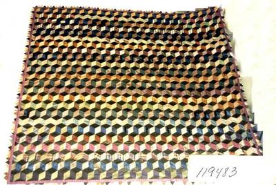 Pieced And Tied Quilt, Tumbling Blocks Pattern