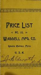 Price List, Waddell Manufacturing Company, Revised Price List No. 10