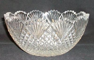 Bowl, Cut Glass, English Hobnail And Fan Pattern