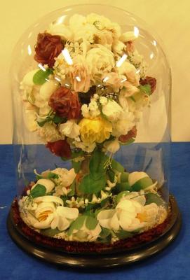 Wax Flowers (under Glass Dome)
