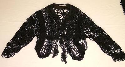 Woman's Black Net Vest With Sequin Trim