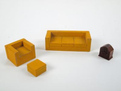 Doll House Furniture: Couch, Arm Chair, Footstool